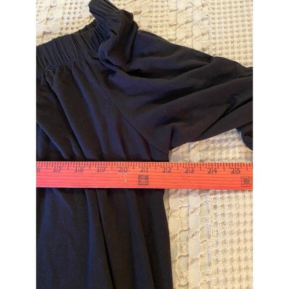 Pebble & Rose? Womens Black Plus Sz 2X Off Shoulder Stretch Top Blouse Pom Pom - Picture 8 of 9